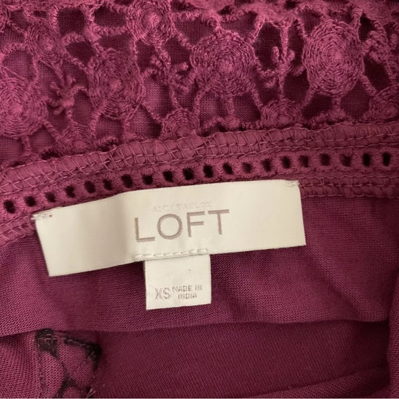 LOFT Womens Magenta Purple Crochet Hi-Low Peplum Tank Top Size S - Picture 7 of 8